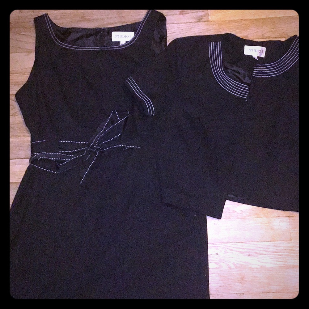 Size 8 black dress with matching crop jacket